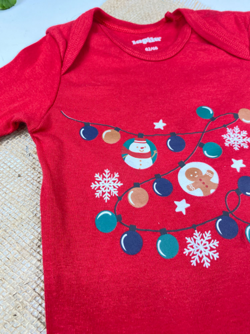 ست دو عددی بادی نوزادی آستین بلند برند لوپیلو طرح کریسمسی و برف سرمه ای رنگ - Image 7