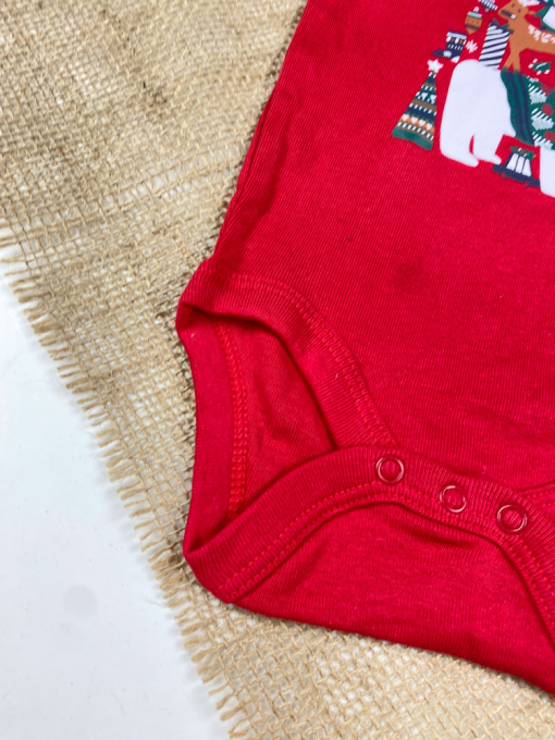 ست دو عددی بادی نوزادی آستین بلند برند لوپیلو طرح کریسمسی و خرسی سرمه ای رنگ - 2 تا 6 ماه - Image 5