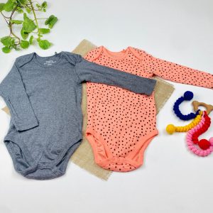 ست دو عددی بادی نوزادی آستین بلند برند لوپیلو گلبه ای رنگ - 12 تا 24 ماه