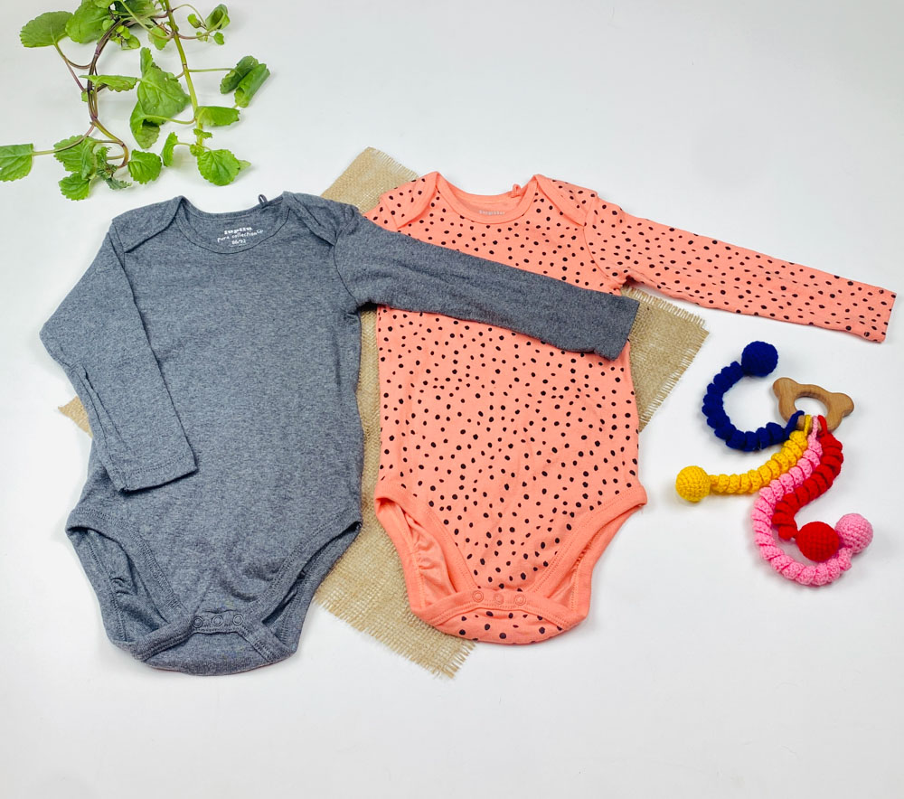 ست دو عددی بادی نوزادی آستین بلند برند لوپیلو گلبه ای رنگ - 12 تا 24 ماه