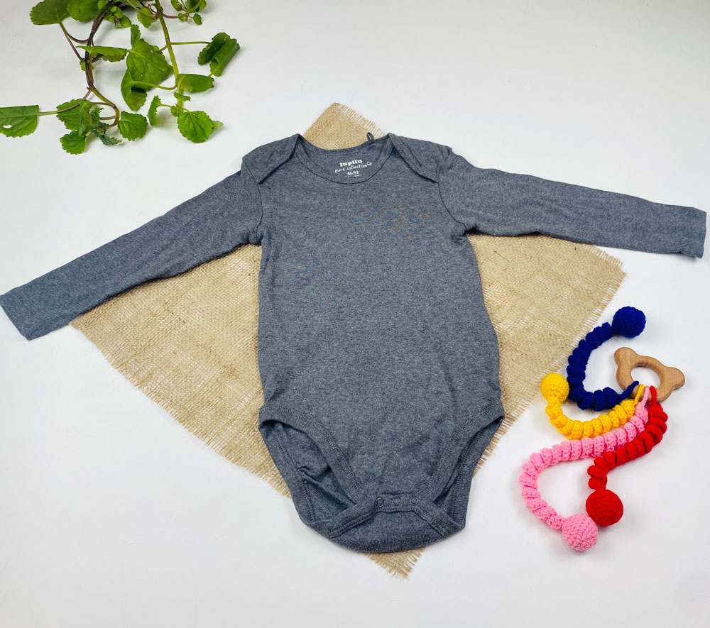 بادی نوزادی آستین بلند برند لوپیلو طوسی رنگ - 12 تا 24 ماه