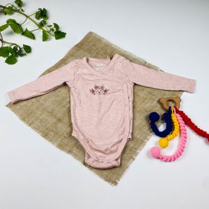 بادی نوزادی آستین بلند برند لوپیلو طرح آهو چپ و راستی صورتی رنگ - 2 تا 6 ماه