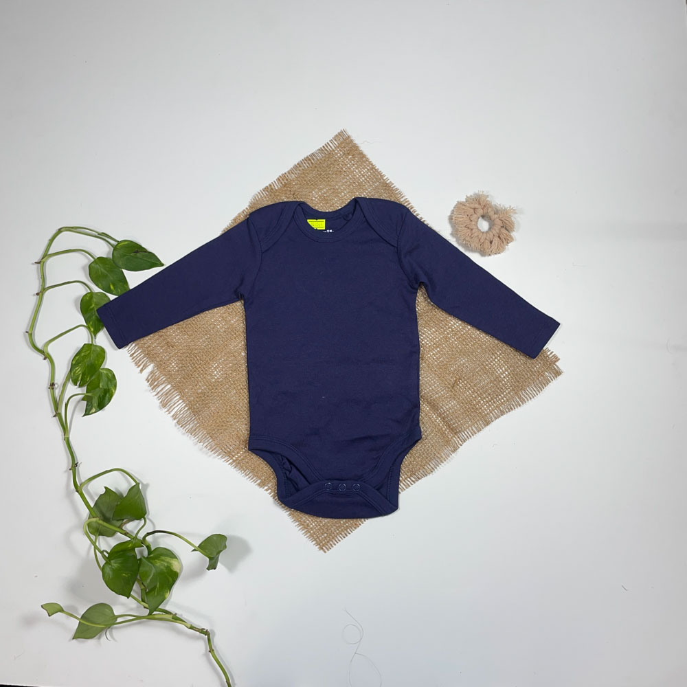 بادی نوزادی دخترانه آستین بلند برند Iupilu طرح ساده بنفش تیره رنگ - 2 تا 6 ماه