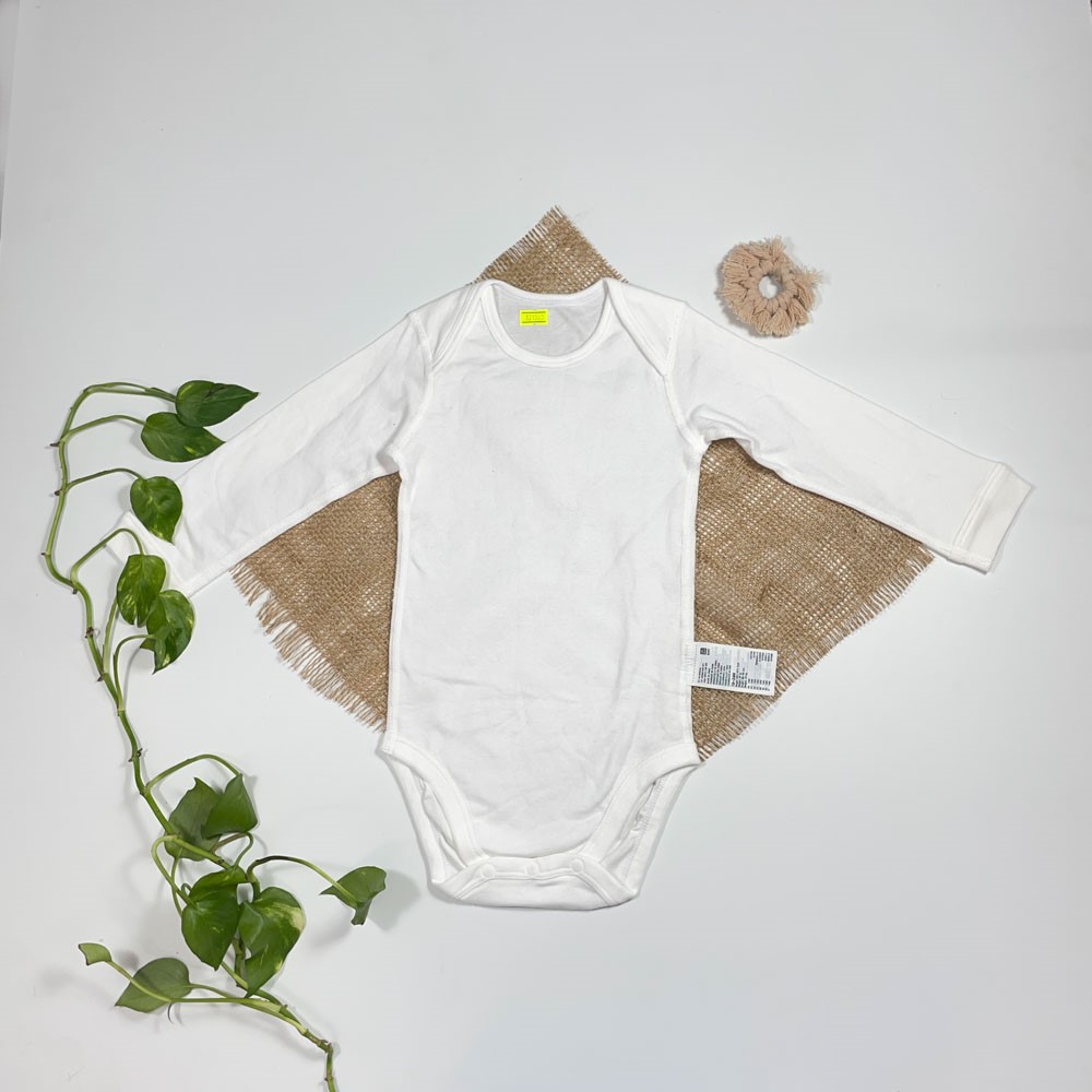 بادی نوزادی دخترانه آستین بلند طرح ساده سفید رنگ - 12 تا 24 ماه