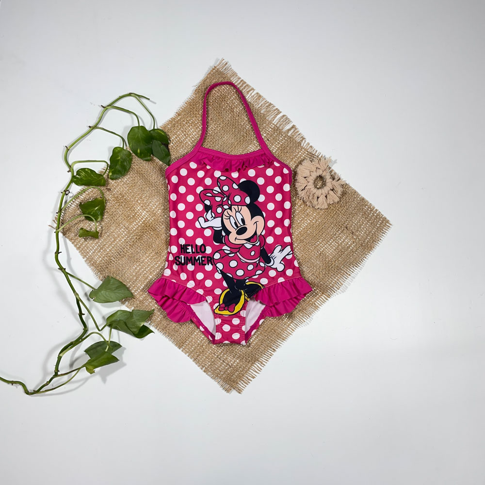 بادی مایو استخری نوزادی دخترانه آستین کوتاه برند Idexe it طرح میکی موس صورتی رنگ - 12 ماه