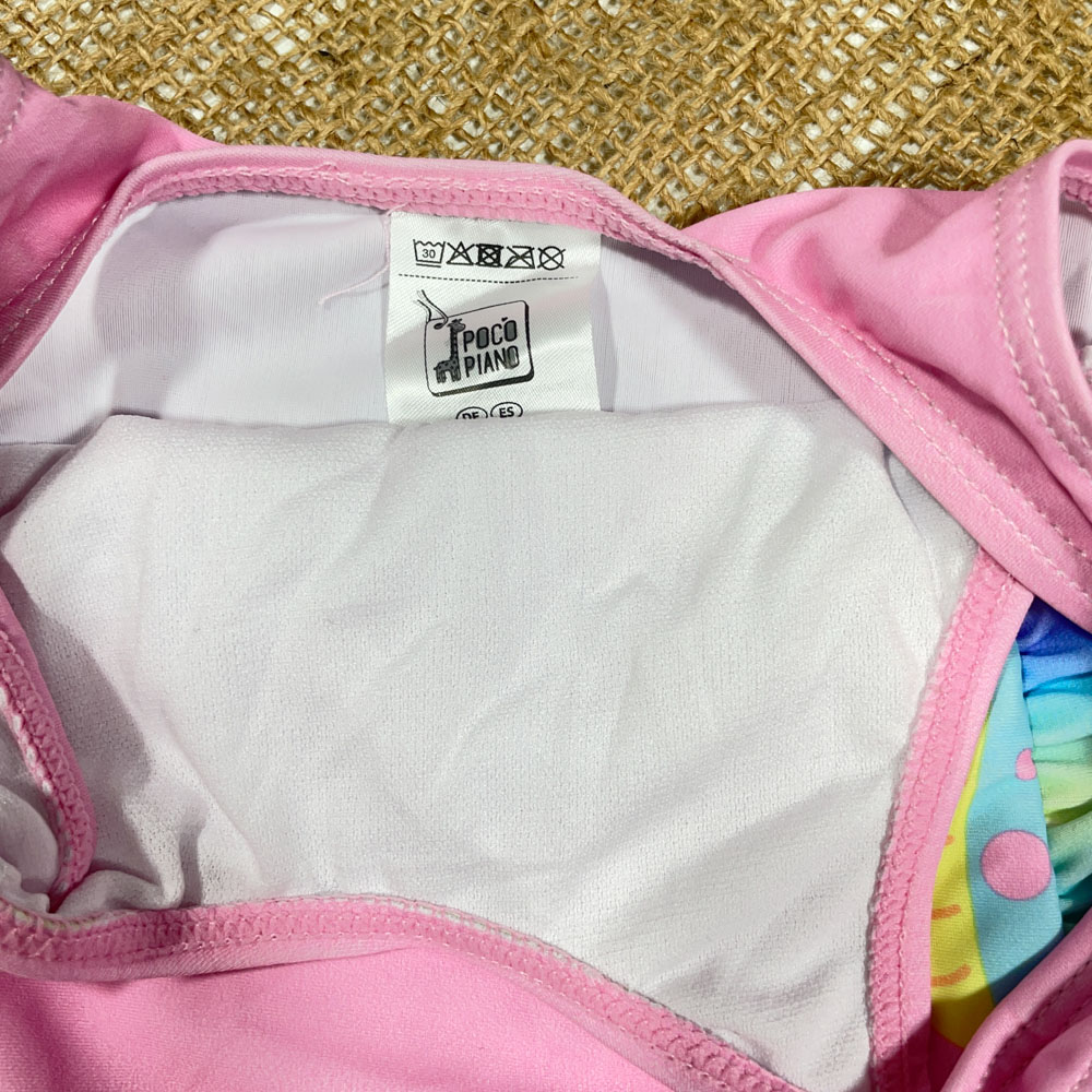 بادی مایو استخری دخترانه آستین کوتاه طرح تک شاخ صورتی روشن رنگ - 2 سال