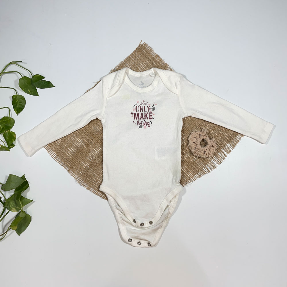 بادی نوزادی دخترانه آستین بلند برند لوپیلو طرح گل دار سفید رنگ - 6 تا 12 ماه