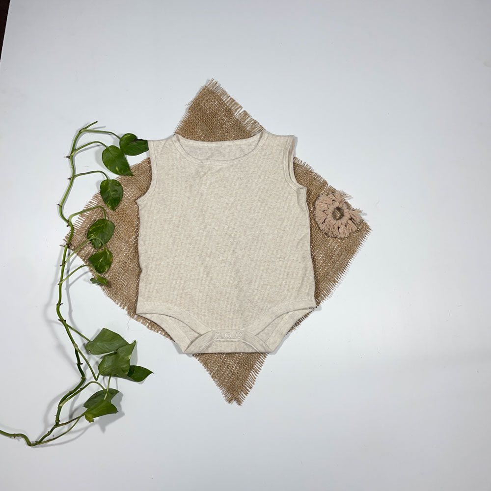 بادی نوزادی دخترانه آستین کوتاه طرح ساده کرمی رنگ - 0 تا 3 ماه