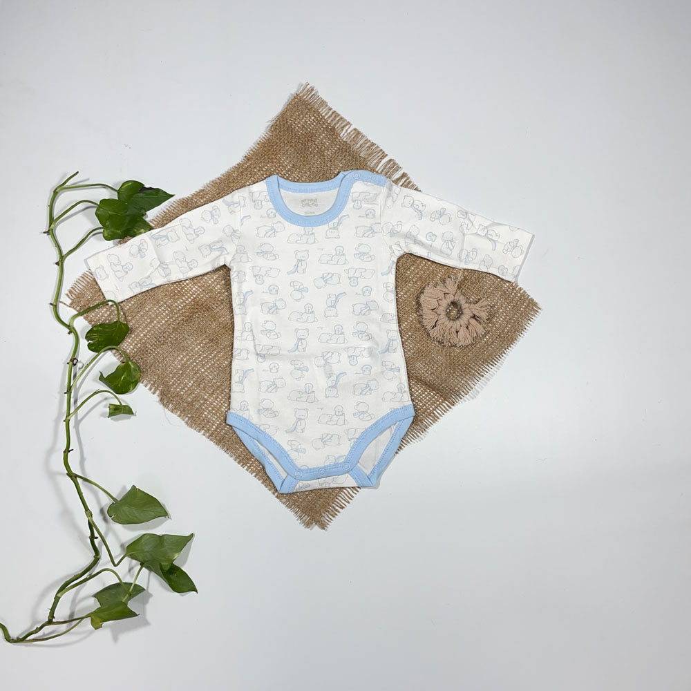 بادی نوزادی دخترانه آستین بلند برند My first chicco طرح خرسی سفید رنگ - 0 تا 3 ماه