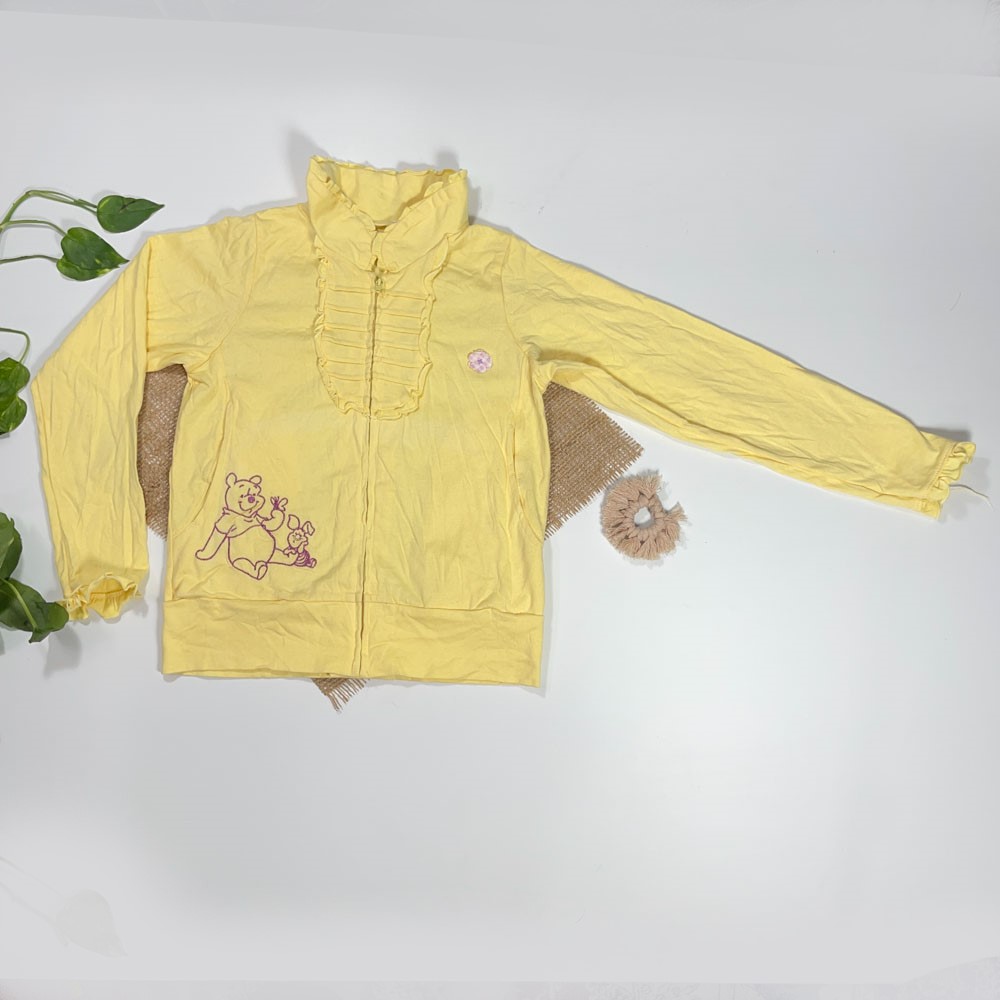 سویشرت دخترانه آستین بلند طرح خرس لیمویی رنگ - 8 تا 10 سال