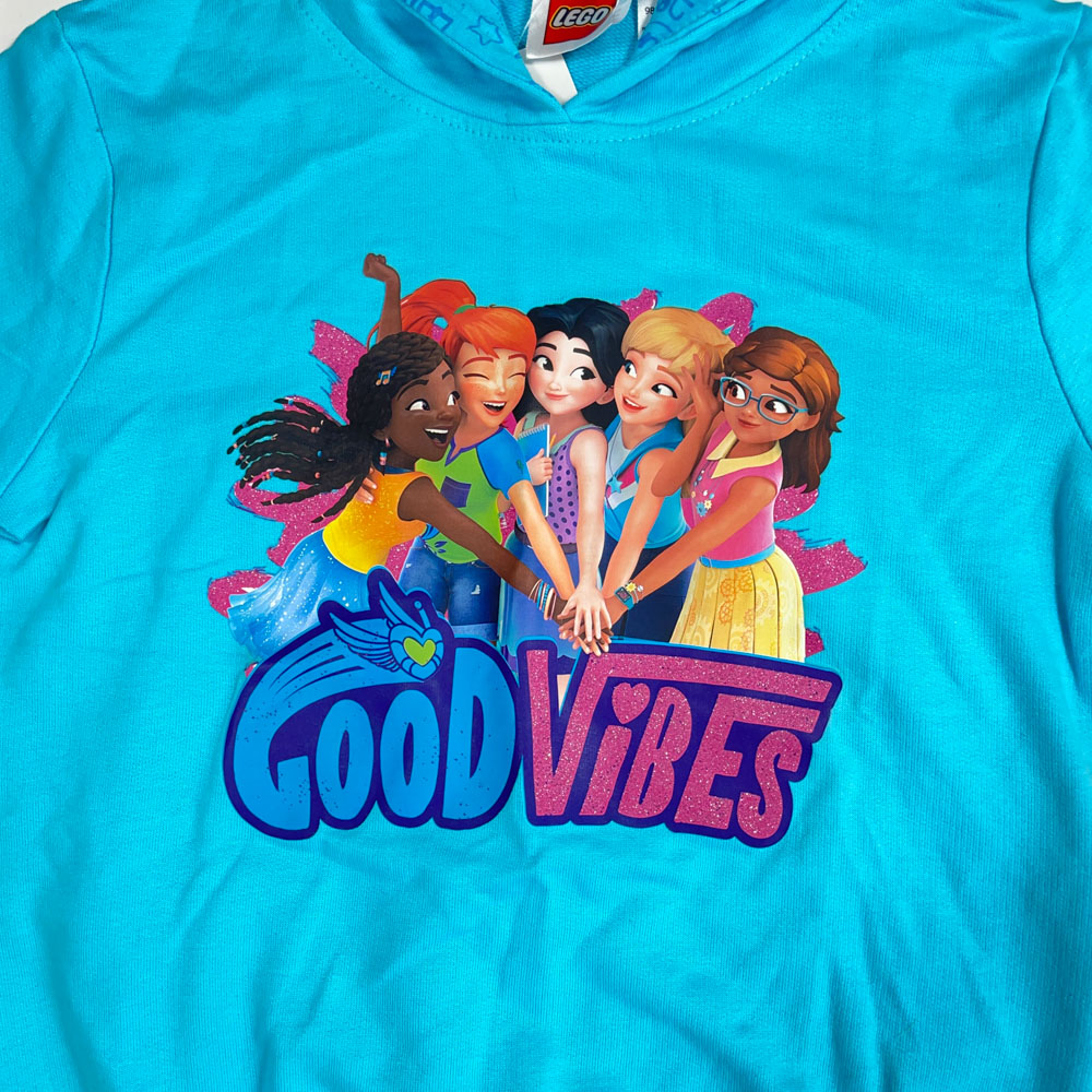 هودی دخترانه آستین بلند طرح عروسکی پرنسسی ابی رنگ - 4 تا 6 سال