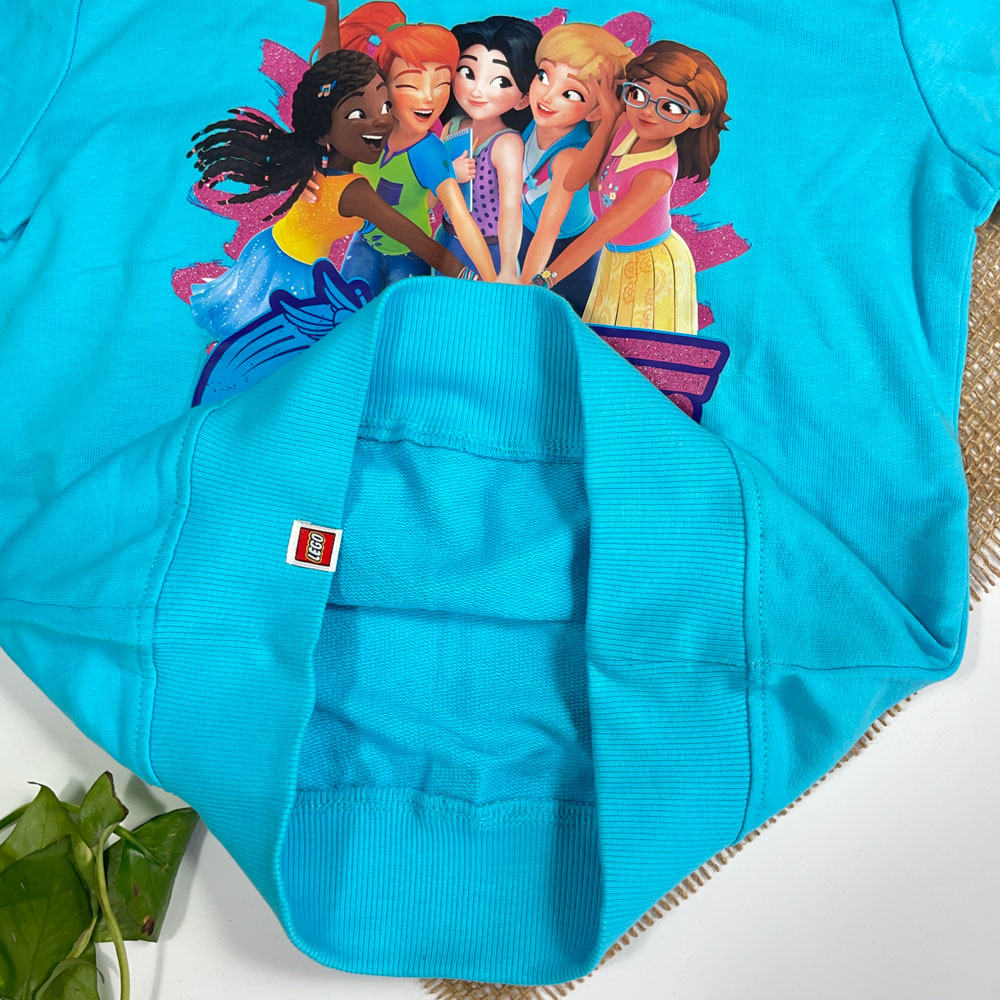 هودی دخترانه آستین بلند طرح عروسکی پرنسسی ابی رنگ - 4 تا 6 سال
