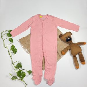 سرهمی نوزادی دخترانه آستین بلند برند Iupilu طرح ساده صورتی رنگ - 12 تا 18 ماه