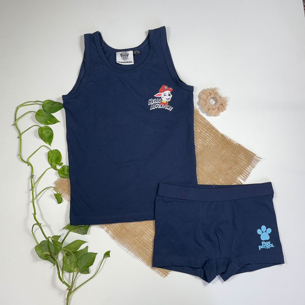تاپ و شلوارک پسرانه آستین کوتاه برند nickelodeon.. طرح عروسکی سرمه ای رنگ - 8 تا 10 سال
