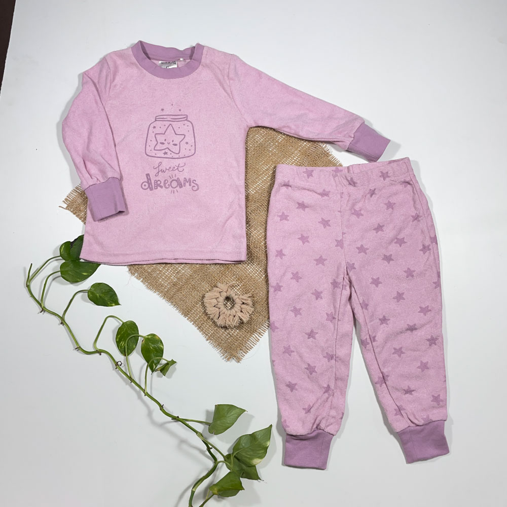 ست بلوز و شلوار دخترانه آستین بلند برند Alive طرح ستاره ستاره‌ای یاسی رنگ - 2 تا 4 سال