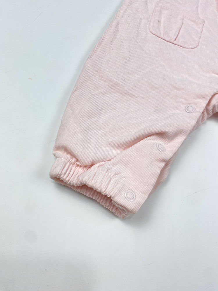 بیلر نوزادی دخترانه طرح آستردار مخمل کبریتی صورتی رنگ - 9 تا 12 ماه