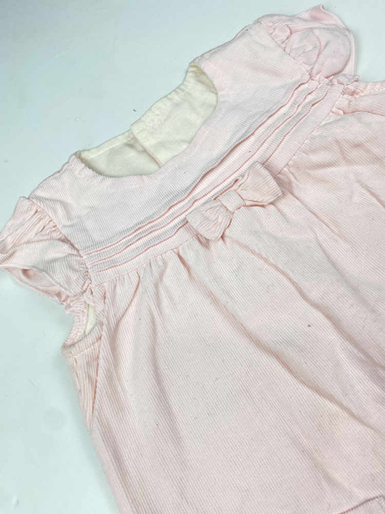 بیلر نوزادی دخترانه طرح آستردار مخمل کبریتی صورتی رنگ - 9 تا 12 ماه