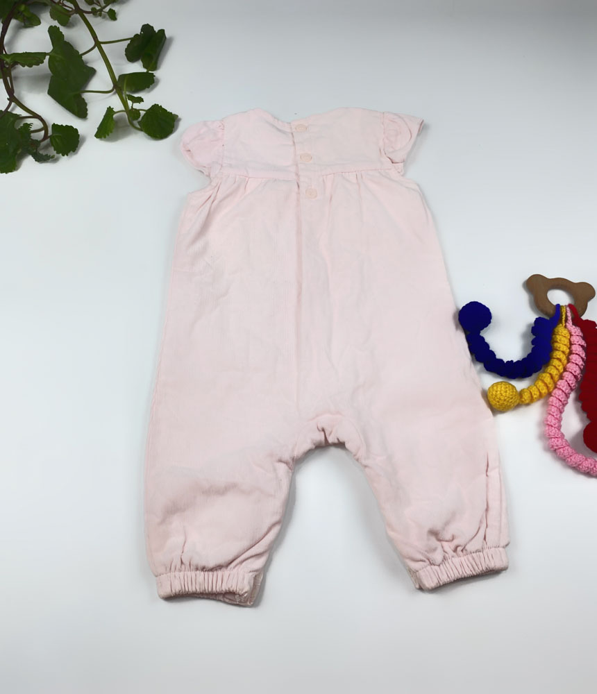 بیلر نوزادی دخترانه طرح آستردار مخمل کبریتی صورتی رنگ - 9 تا 12 ماه