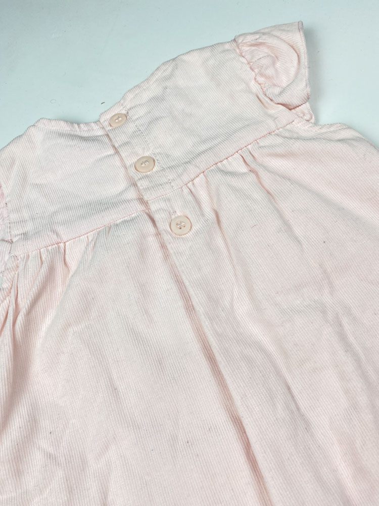 بیلر نوزادی دخترانه طرح آستردار مخمل کبریتی صورتی رنگ - 9 تا 12 ماه