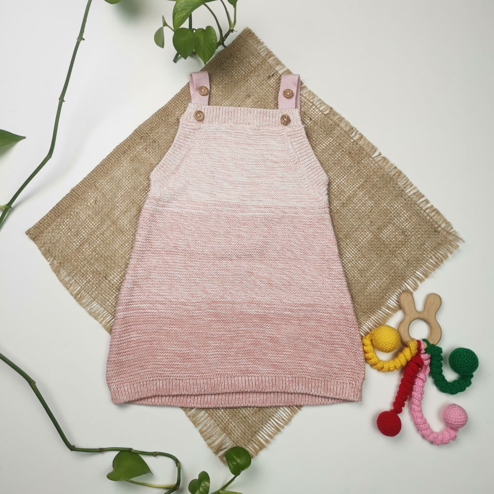 بیلر بافت نوزادی دخترانه دکمه دار صورتی رنگ