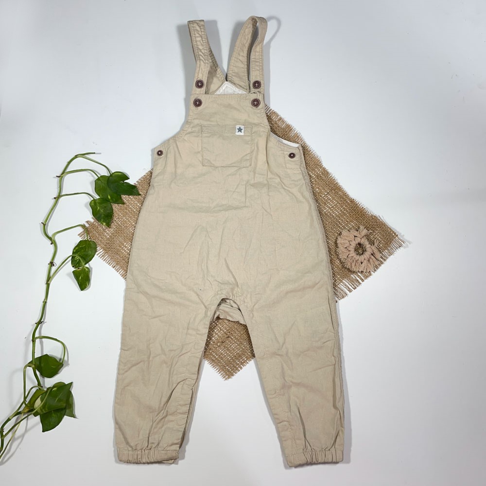 بیلر نوزادی برند لوپیلو طرح ساده پشت و جلو جیب دار کرمی رنگ - 12 تا 24 ماه