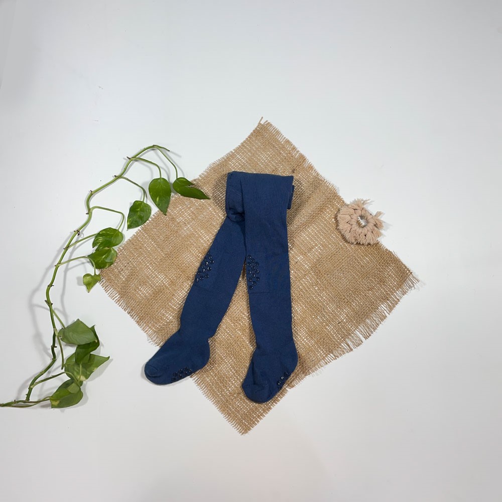 جوراب شلواری نوزادی دخترانه برند Impidimpi ساده سرمه ای رنگ