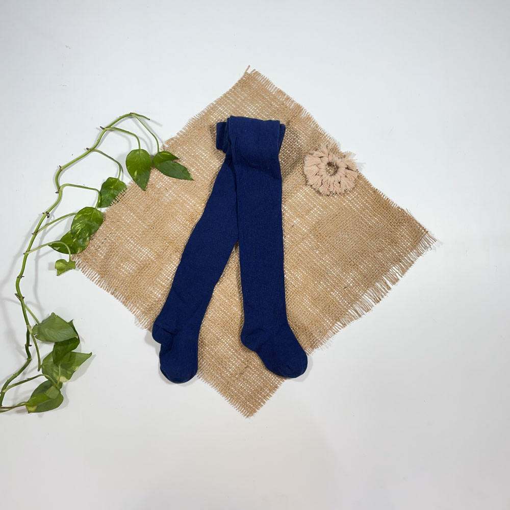 جوراب شلواری نوزادی دخترانه ساده سرمه ای رنگ - 12 تا 24 ماه