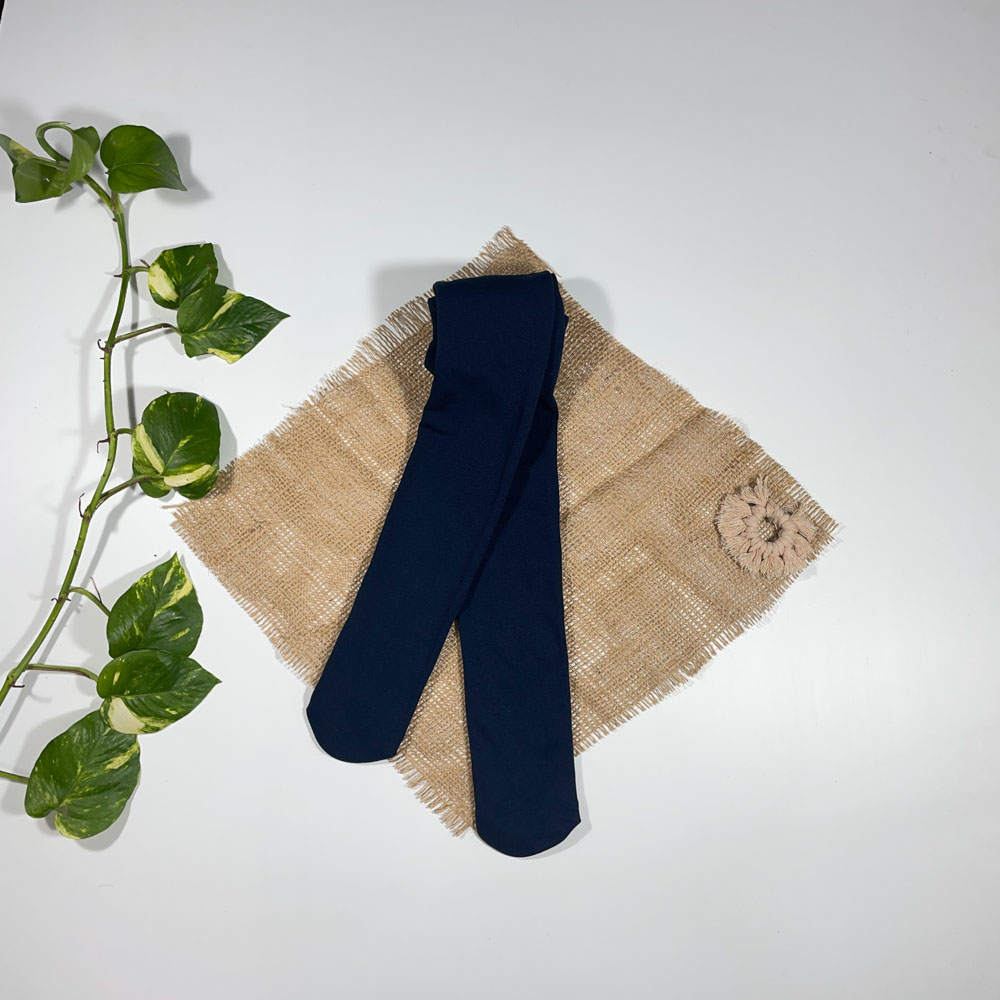 جوراب شلواری دخترانه برند Kuniboo ساده سرمه ای رنگ - 6 تا 8 سال