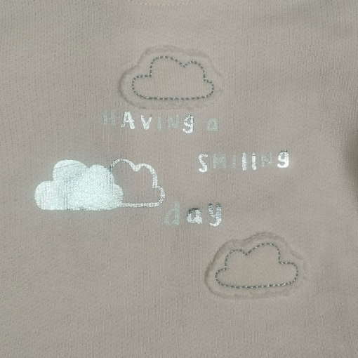 بلوز نوزادی آستین بلند طرح ابر تکه دوزی شده صورتی رنگ - 3 ماه