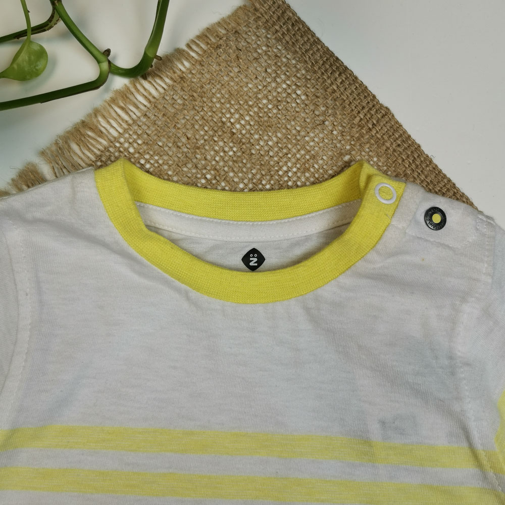 بلوز نوزادی آستین بلند طرح راه راه سفید رنگ - 18 ماه