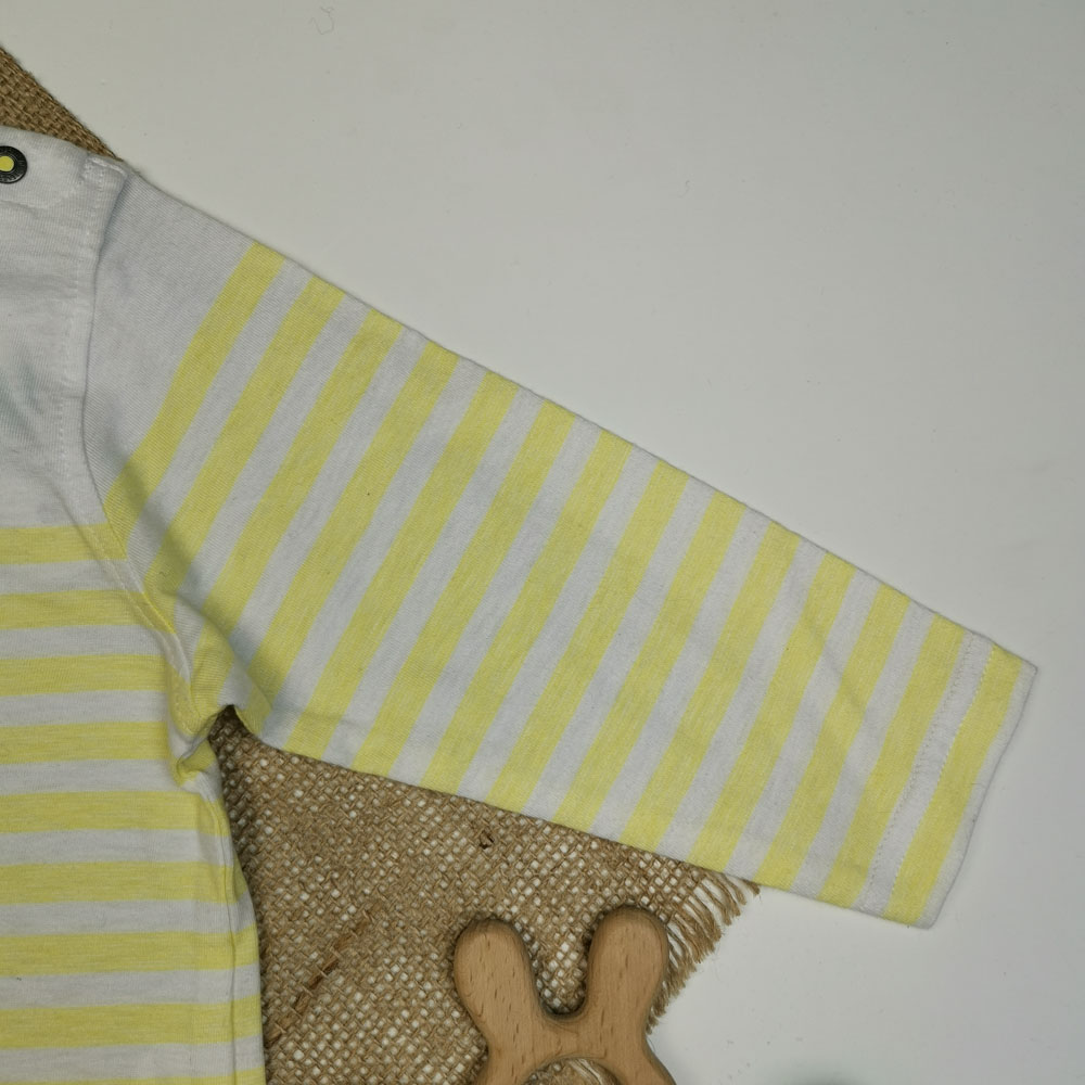 بلوز نوزادی آستین بلند طرح راه راه سفید رنگ - 18 ماه