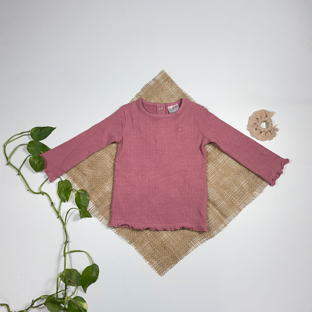 بلوز نوزادی دخترانه آستین بلند طرح ساده صورتی رنگ