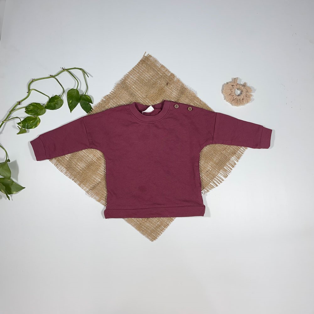 بلوز نوزادی پسرانه آستین بلند برند next استین افتاده کالباسی رنگ - 3 تا 6 ماه