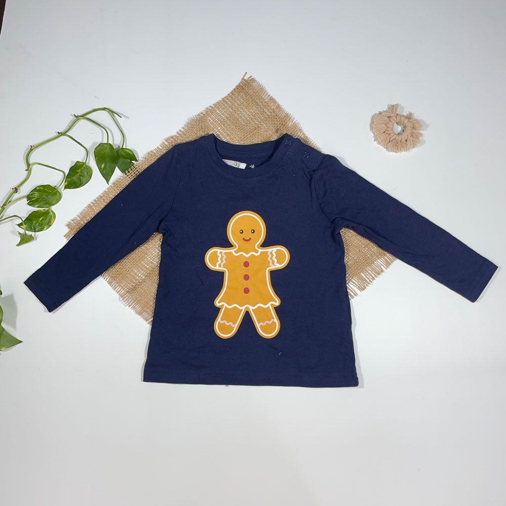 بلوز نوزادی پسرانه آستین بلند برند لوپیلو عروسک بیسکویتی سرمه ای رنگ - 12 تا 24 ماه