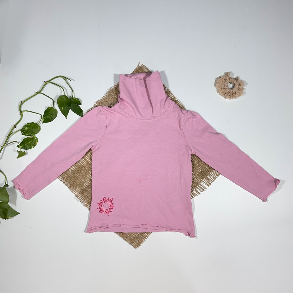 بلوز یقه اسکی نوزادی دخترانه آستین بلند برند لوپیلو ساده صورتی رنگ - 12 تا 24 ماه