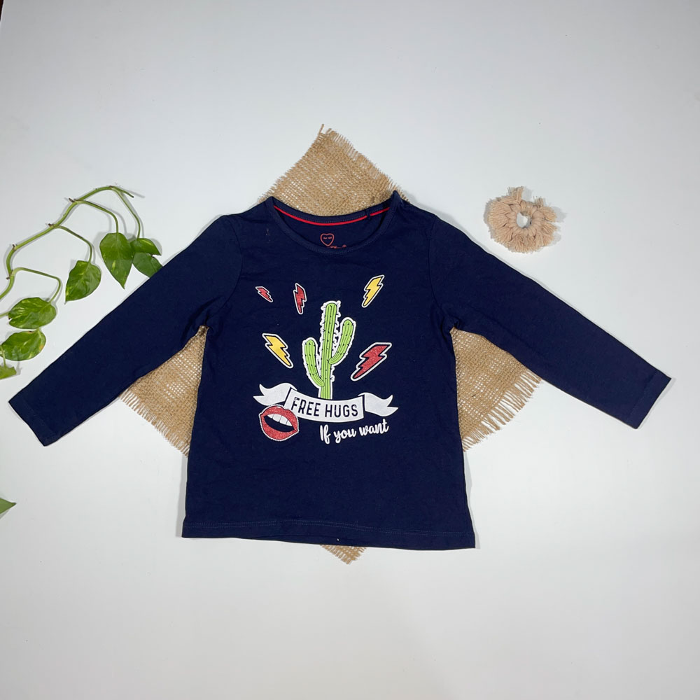 بلوز نوزادی پسرانه آستین بلند برند لوپیلو عروسکی کاکتوس سرمه ای رنگ - 12 تا 24 ماه