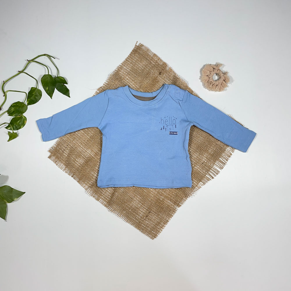 بلوز نوزادی پسرانه آستین بلند برند لوپیلو خرس کوچولو آبی رنگ - 0 تا 3 ماه