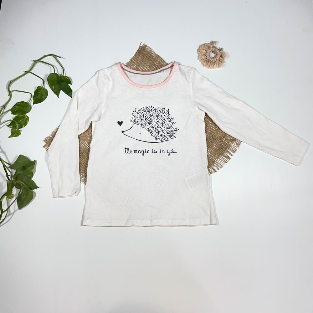 بلوز دخترانه آستین بلند برند لوپیلو جوجه تیغی سفید رنگ - 2 تا 4 سال