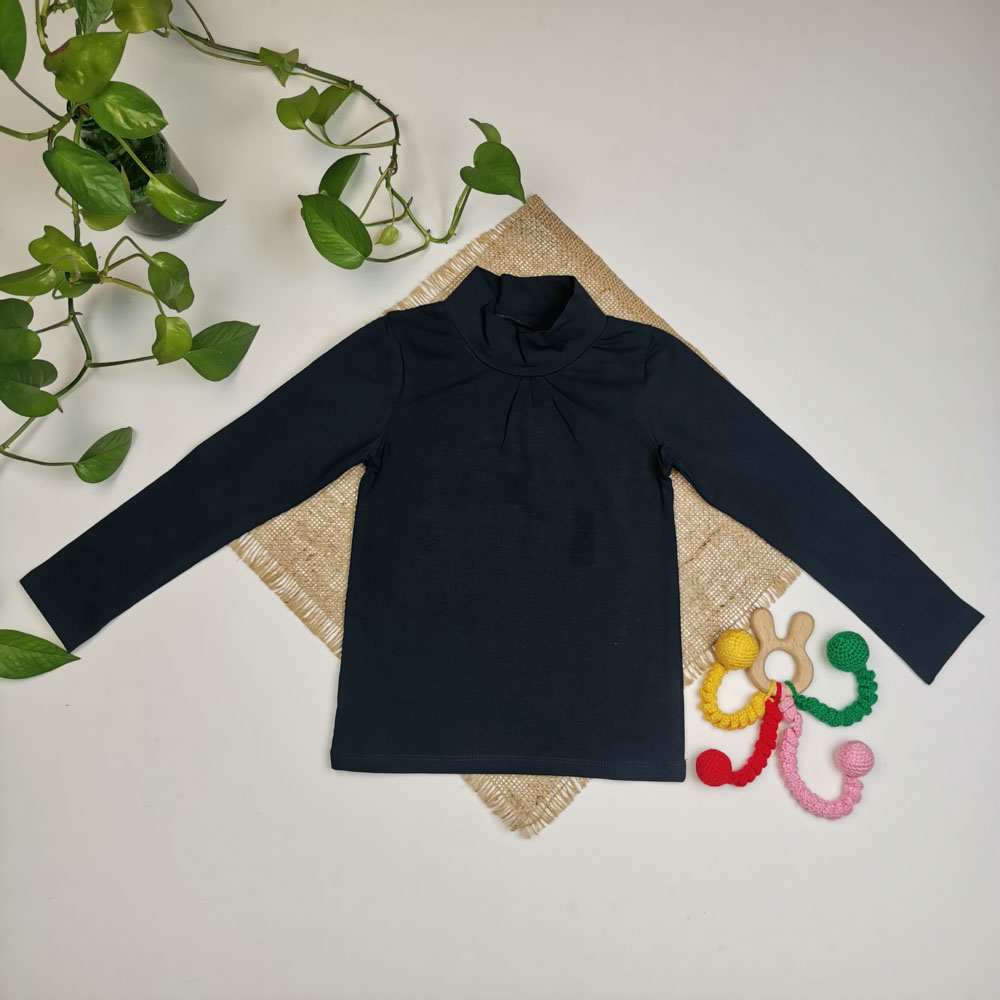 بلوز آستین بلند یقه اسکی سرمه ای رنگ - 5 سال