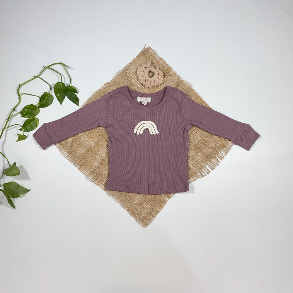 بلوز نوزادی دخترانه آستین بلند برند impidimpi رنگین کمونی کالباسی رنگ - 2 تا 6 ماه