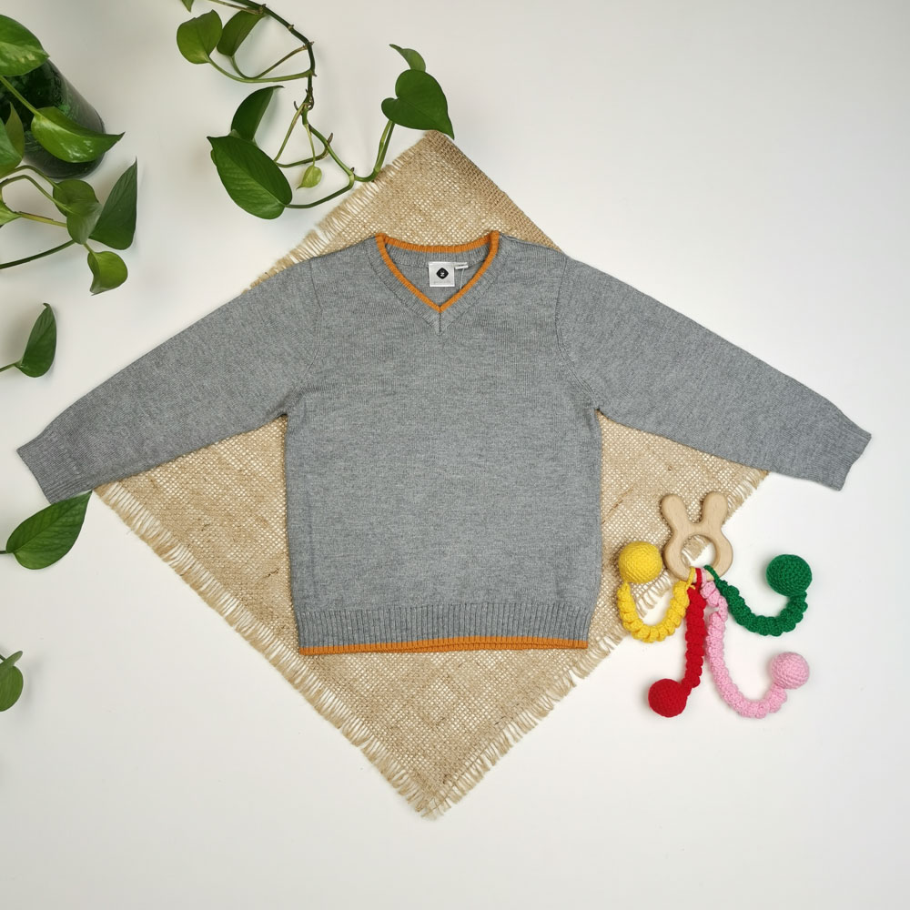 بلوز بافت نوزادی آستین بلند طوسی رنگ - 12 ماه