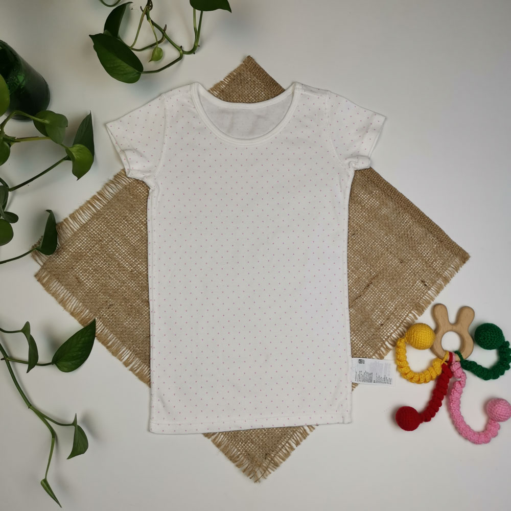 بلوز آستین کوتاه طرح خال خالی صورتی رنگ - 3 سال