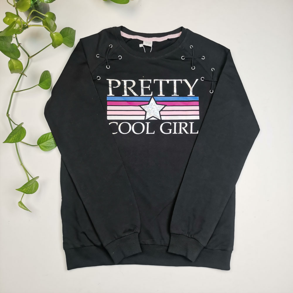 بلوز دورس آستین بلند طرح ستاره مشکی رنگ - 13 تا 14 سال