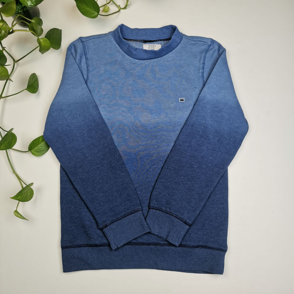 بلوز توکرکی آستین بلند طرح گرادیانت آبی رنگ - 10 تا 12 سال