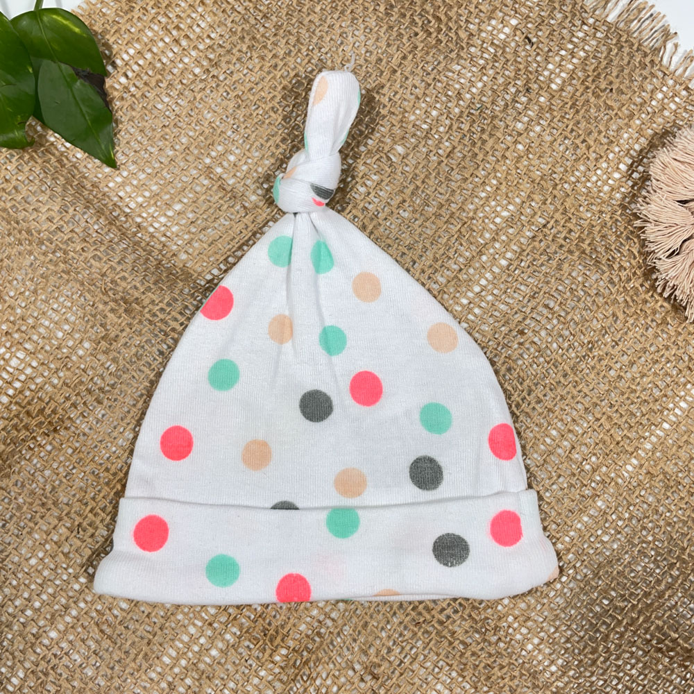 کلاه نوزادی دخترانه برند Cool club طرح توپکی های رنگی سفید رنگ - 0 تا 3 ماه