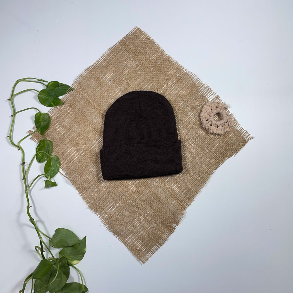 کلاه طرح ساده قهوه ای رنگ - فری سایز