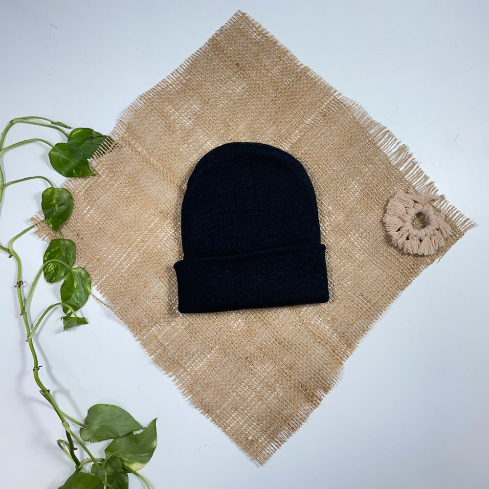 کلاه طرح ساده مشکی رنگ - فری سایز