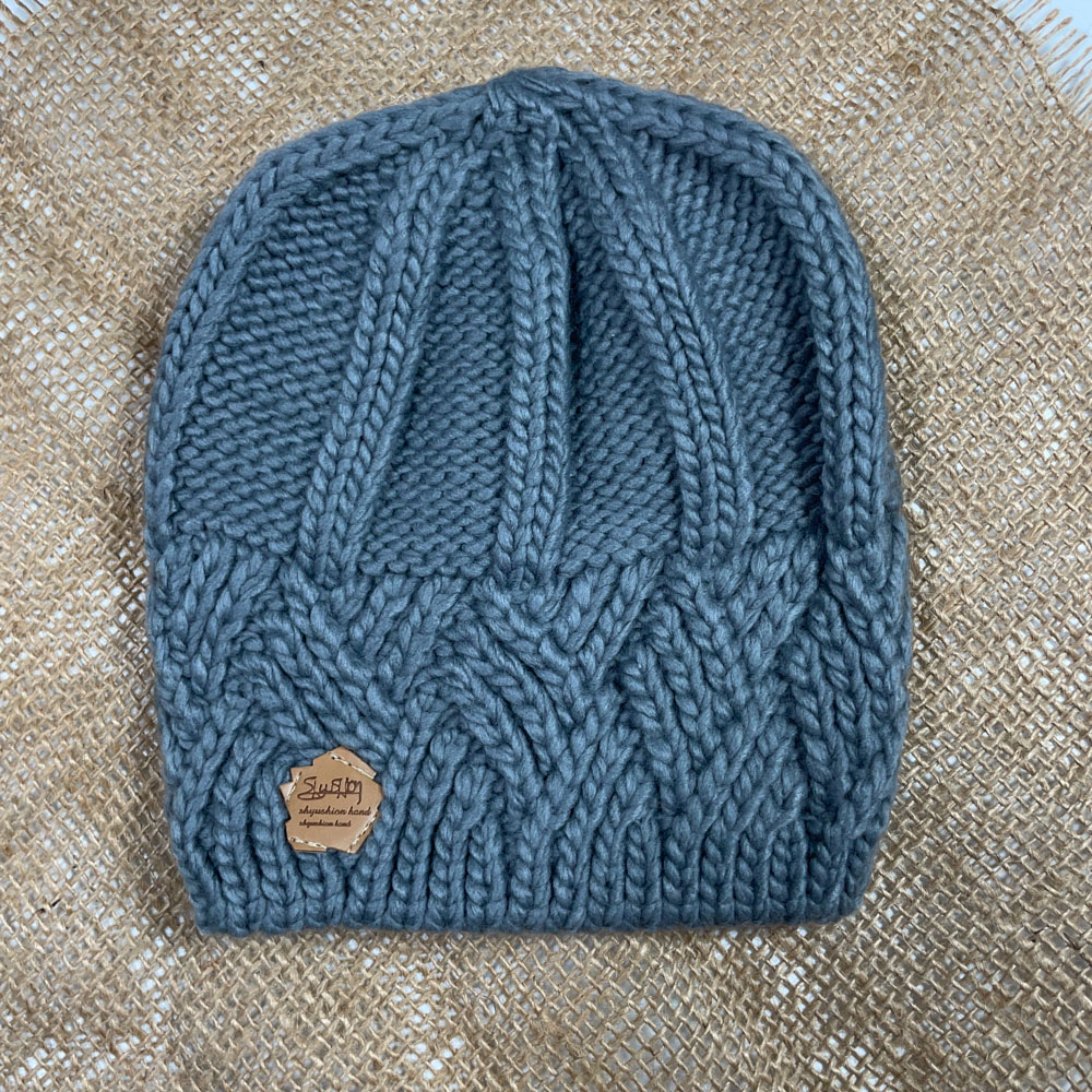 کلاه طرح درشت بافت طوسی رنگ - فری سایز