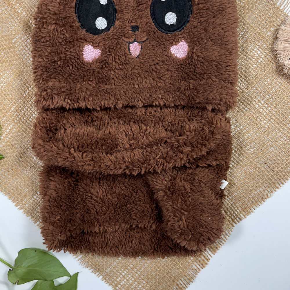 کلاه پسرانه طرح خرسی قهوه ای رنگ - فری سایز