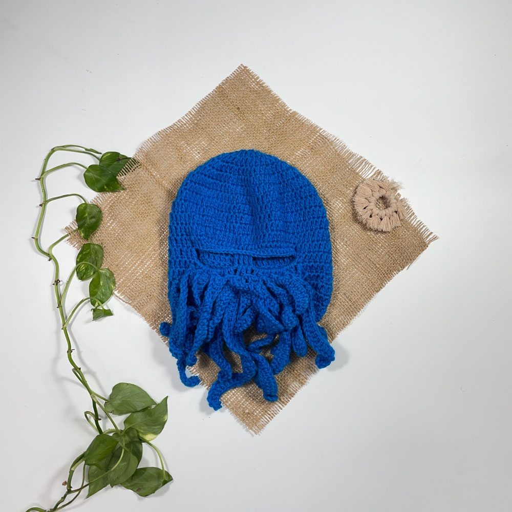 کلاه پسرانه طرح اختاپوسی ابی رنگ - فری سایز